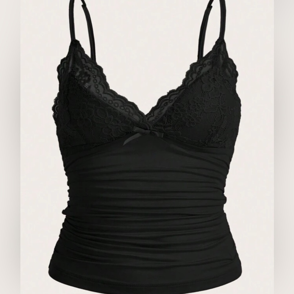 Black Lace Trim Tank